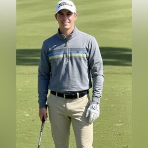 Travis Mathew Heather Gray Quarter Zip Pullover Black Blue Yellow Athleisure M